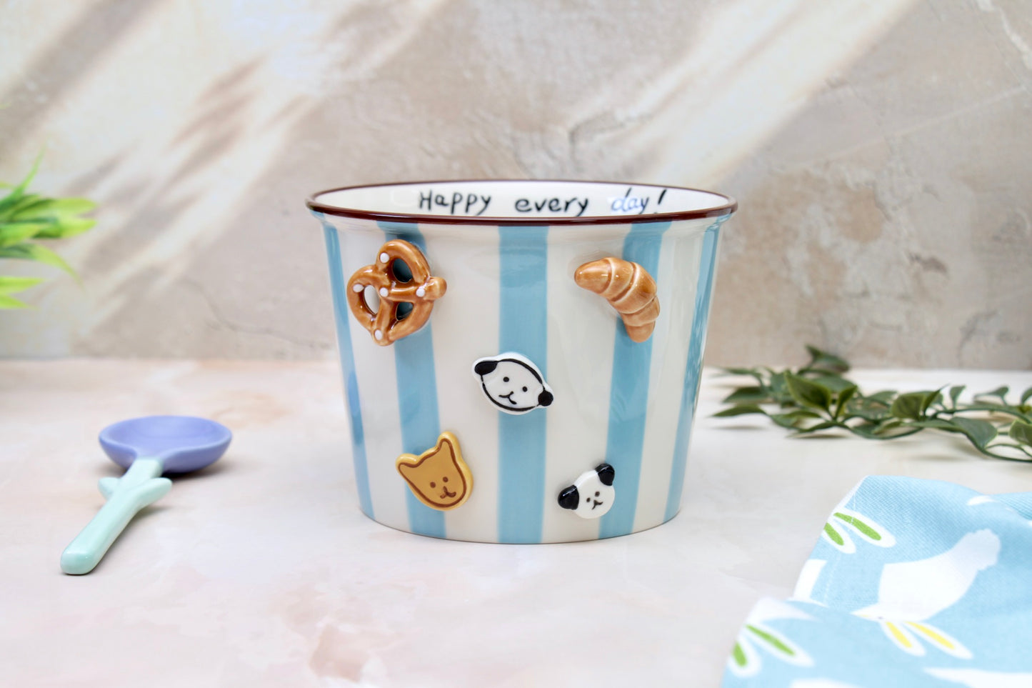 'Carnival Treats' Ceramic Popcorn Bowl | Blue | 1130ml | Large