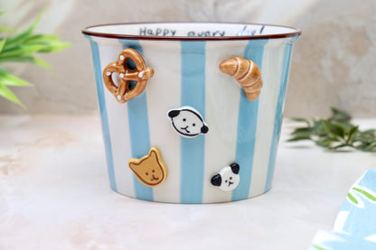 'Carnival Treats' Ceramic Popcorn Bowl | Blue | 1130ml | Large