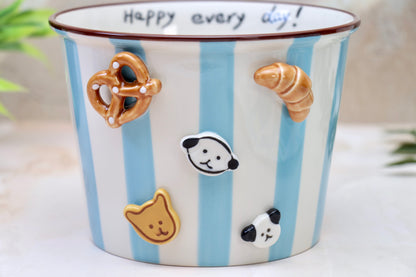 'Carnival Treats' Ceramic Popcorn Bowl | Blue | 1130ml | Large