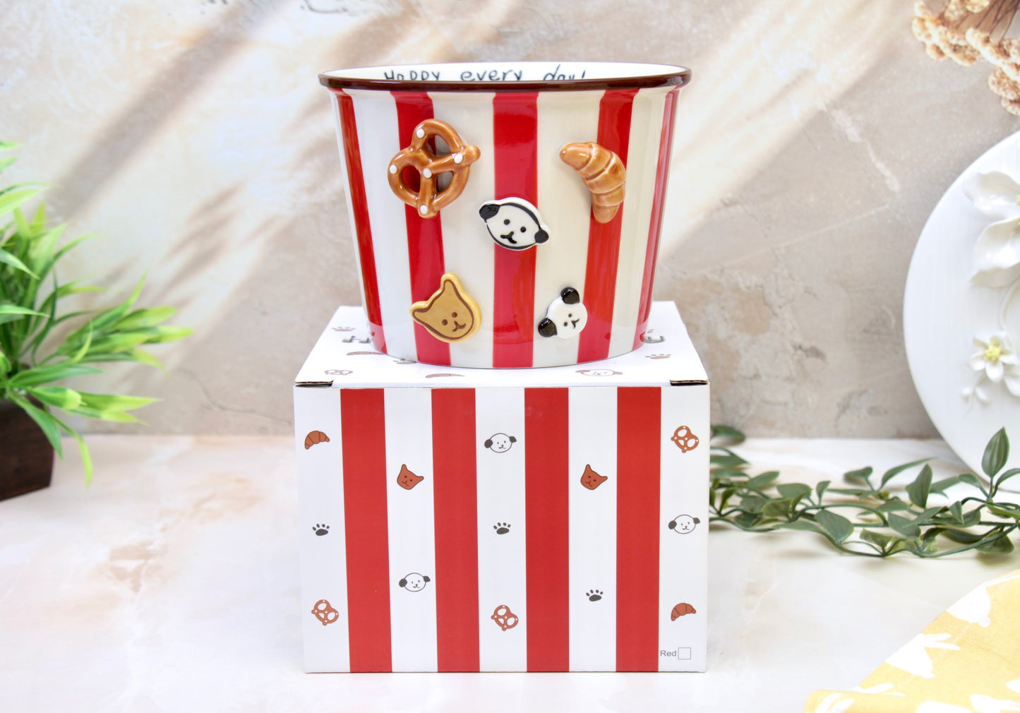 'Carnival Treats' Ceramic Popcorn Bowl | Red | 1130ml | Large