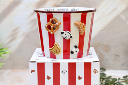'Carnival Treats' Ceramic Popcorn Bowl | Red | 1130ml | Large