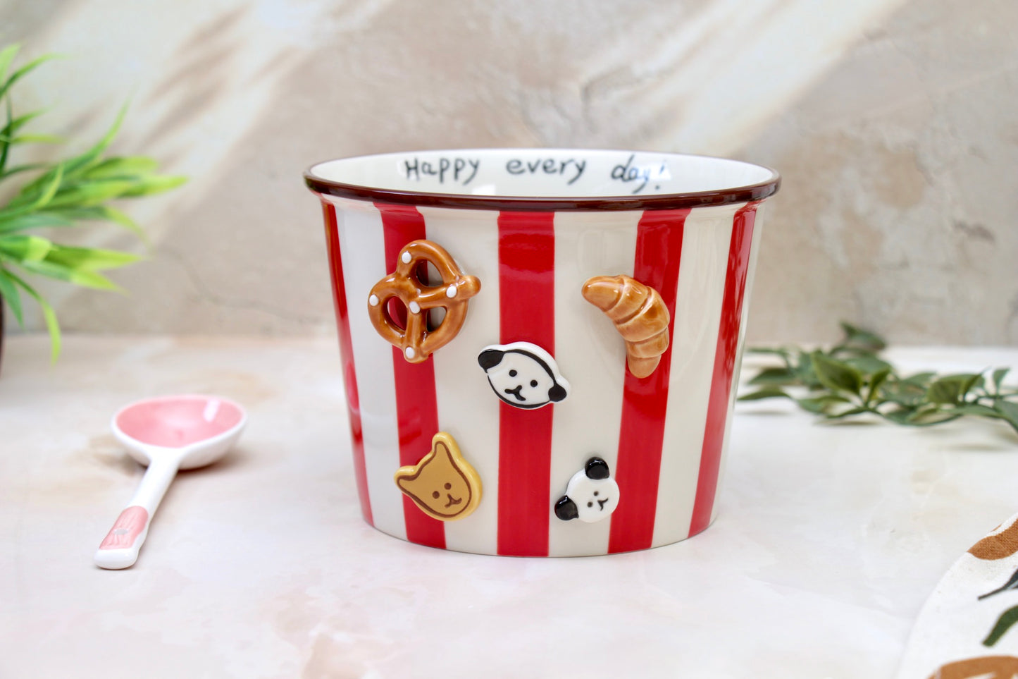 'Carnival Treats' Ceramic Popcorn Bowl | Red | 1130ml | Large