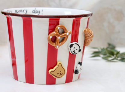 'Carnival Treats' Ceramic Popcorn Bowl | Red | 1130ml | Large