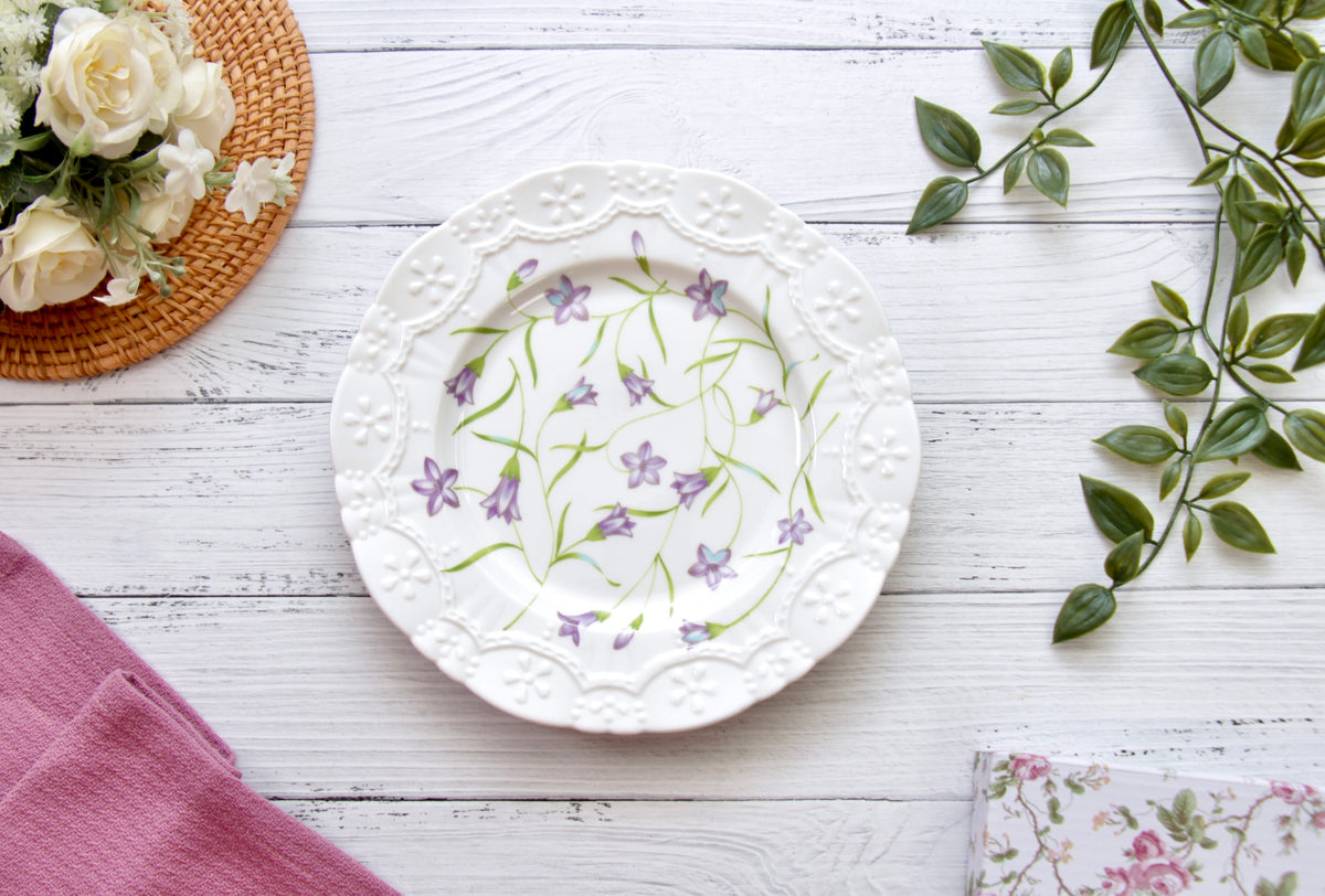 'Lilac Bloom' Ceramic Dessert Plate | 8 Inch