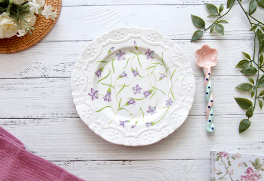 'Lilac Bloom' Ceramic Dessert Plate | 8 Inch