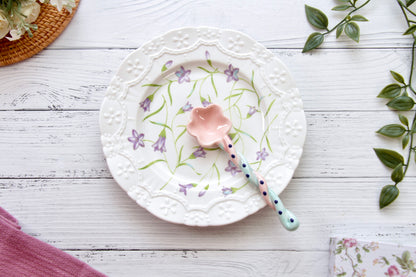 'Lilac Bloom' Ceramic Dessert Plate | 8 Inch