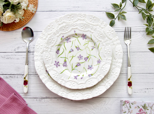 'Lilac Bloom' Ceramic Dinner Plate | 10.5 Inches