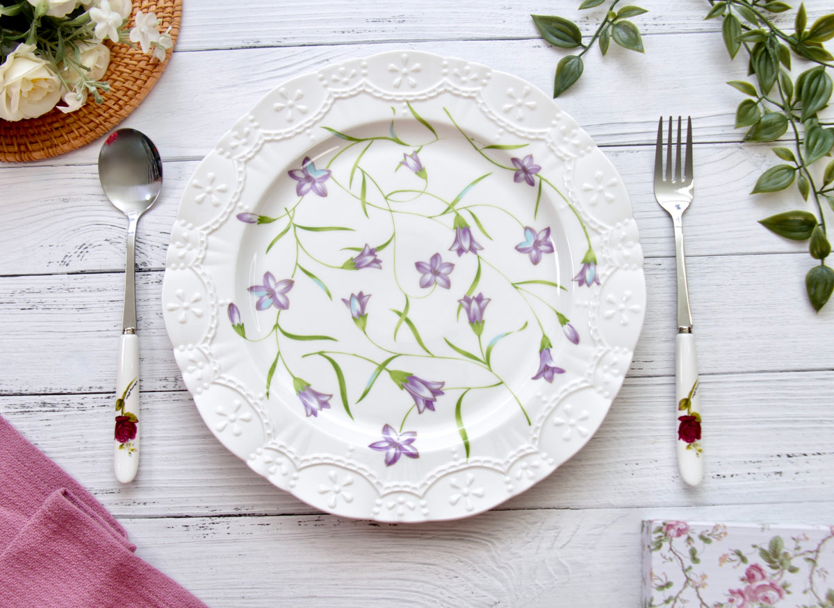 'Lilac Bloom' Ceramic Dinner Plate | 10.5 Inches