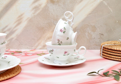 'Ambrosia' Porcelain Floral Cup & Saucer | Set of 2