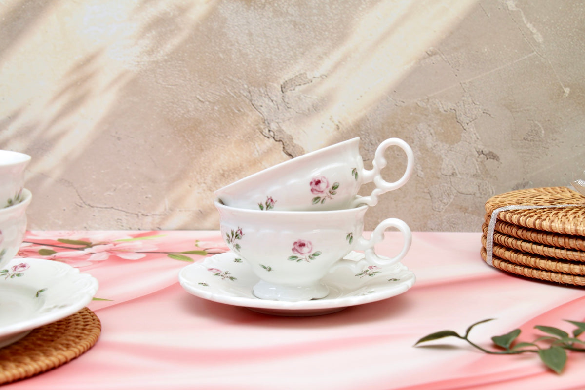 'Ambrosia' Porcelain Floral Cup & Saucer | Set of 2