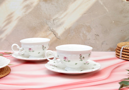 'Ambrosia' Porcelain Floral Cup & Saucer | Set of 2