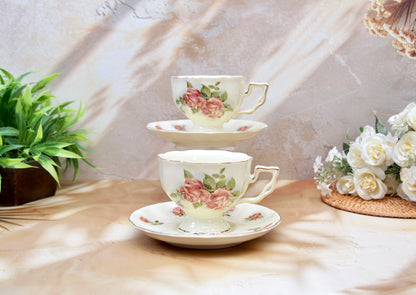 'British Rose' Cup & Saucer Set of 2