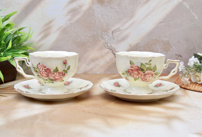'British Rose' Cup & Saucer Set of 2
