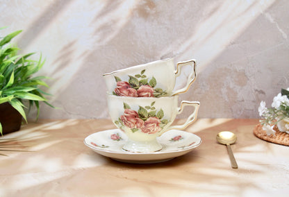 'British Rose' Cup & Saucer Set of 2