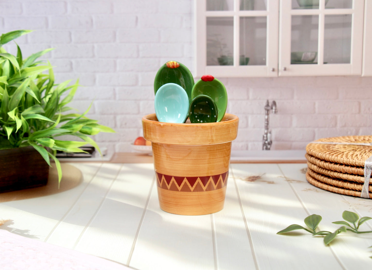 'The Cactus Pot' Ceramic Measuring Spoons Set