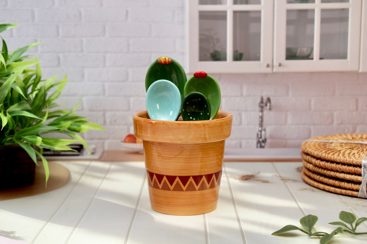 'The Cactus Pot' Ceramic Measuring Spoons Set
