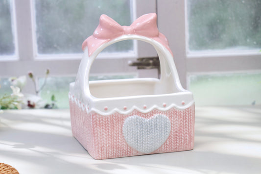 'Grace' Pink & Grey Ceramic Basket