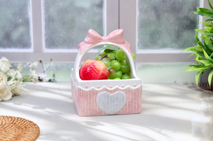 'Grace' Pink & Grey Ceramic Basket