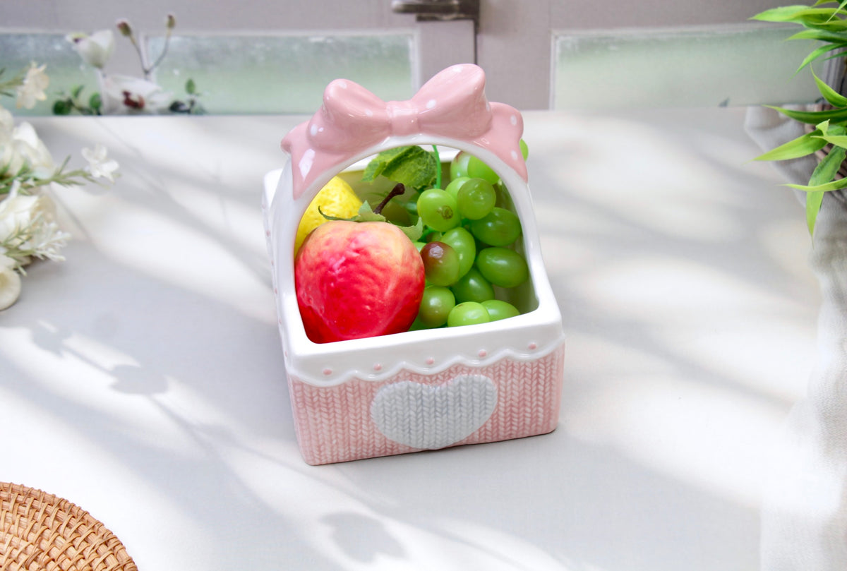 'Grace' Pink & Grey Ceramic Basket
