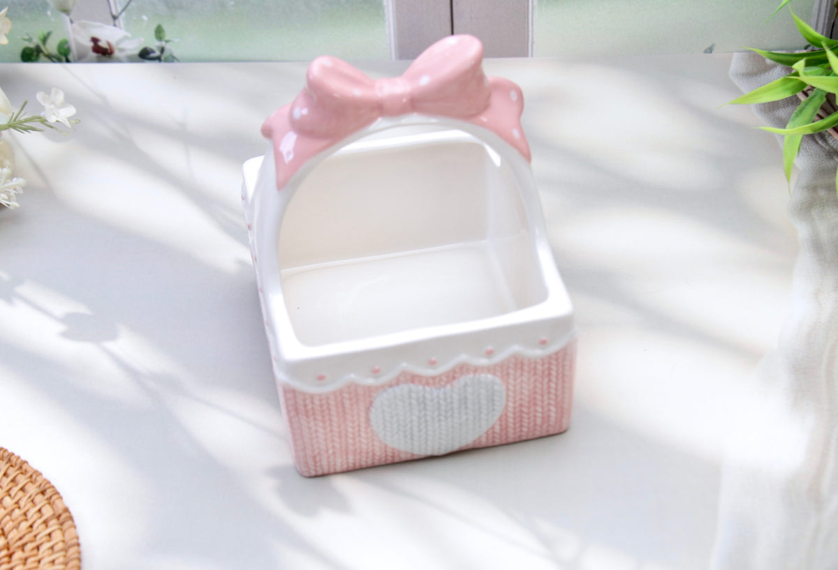 'Grace' Pink & Grey Ceramic Basket