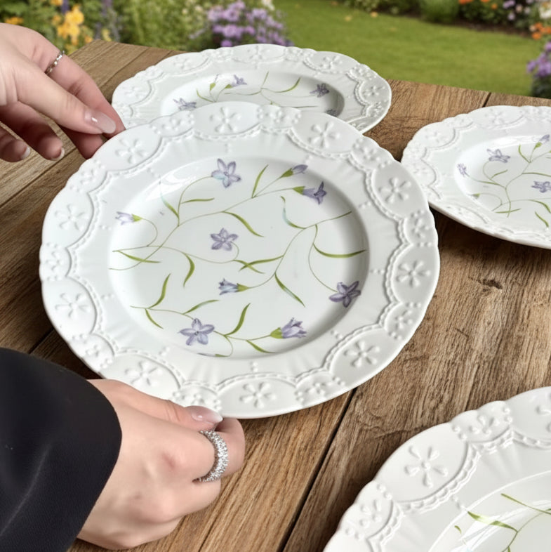 'Lilac Bloom' Ceramic Dessert Plate | 8 Inch