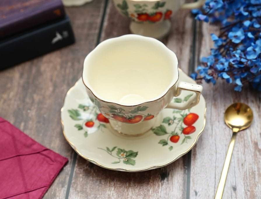 'Strawberry Blossom' Bone China Cup & Saucer Set Of 1 - Peppylittlethings.com