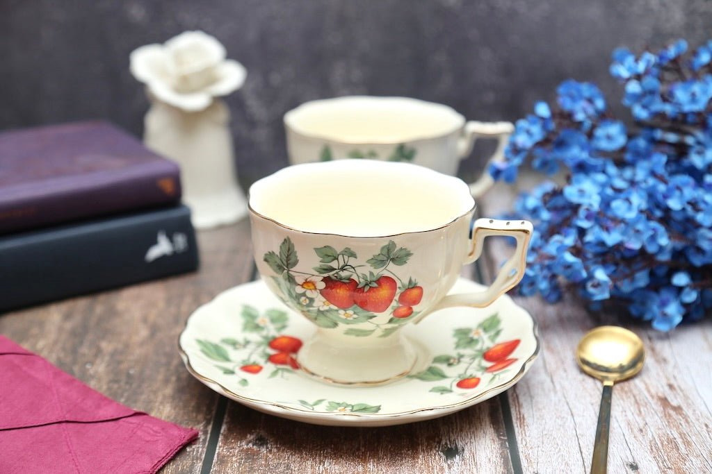 'Strawberry Blossom' Bone China Cup & Saucer Set Of 1 - Peppylittlethings.com