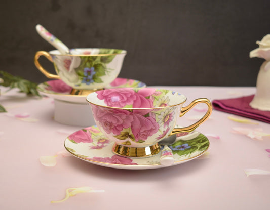 'Bellarose' Bone China Cup & Saucer Set Of 1 - Peppylittlethings.com