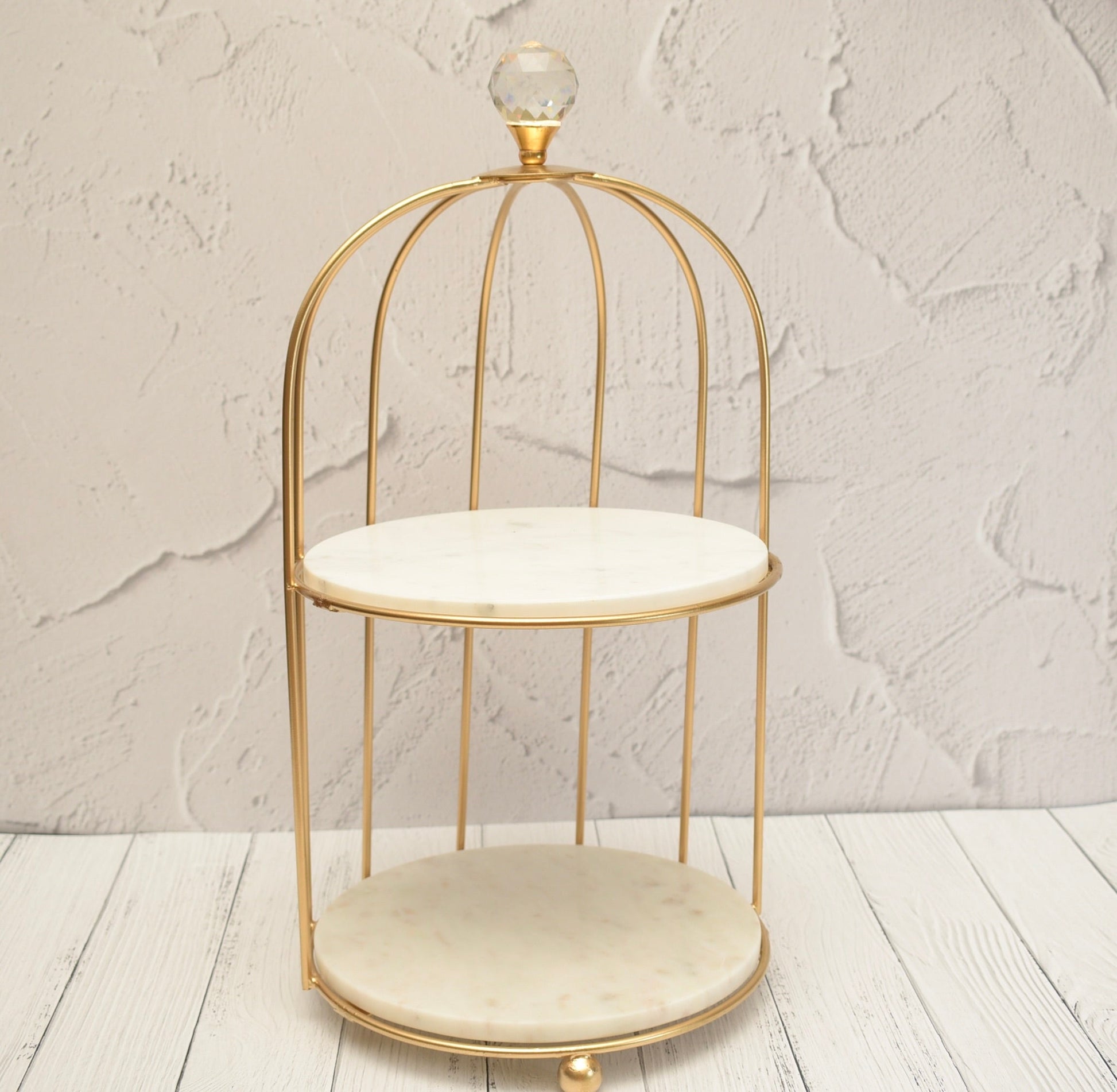 'Bird Cage' Marble Shelf Organiser 2 Tier - Peppylittlethings.com