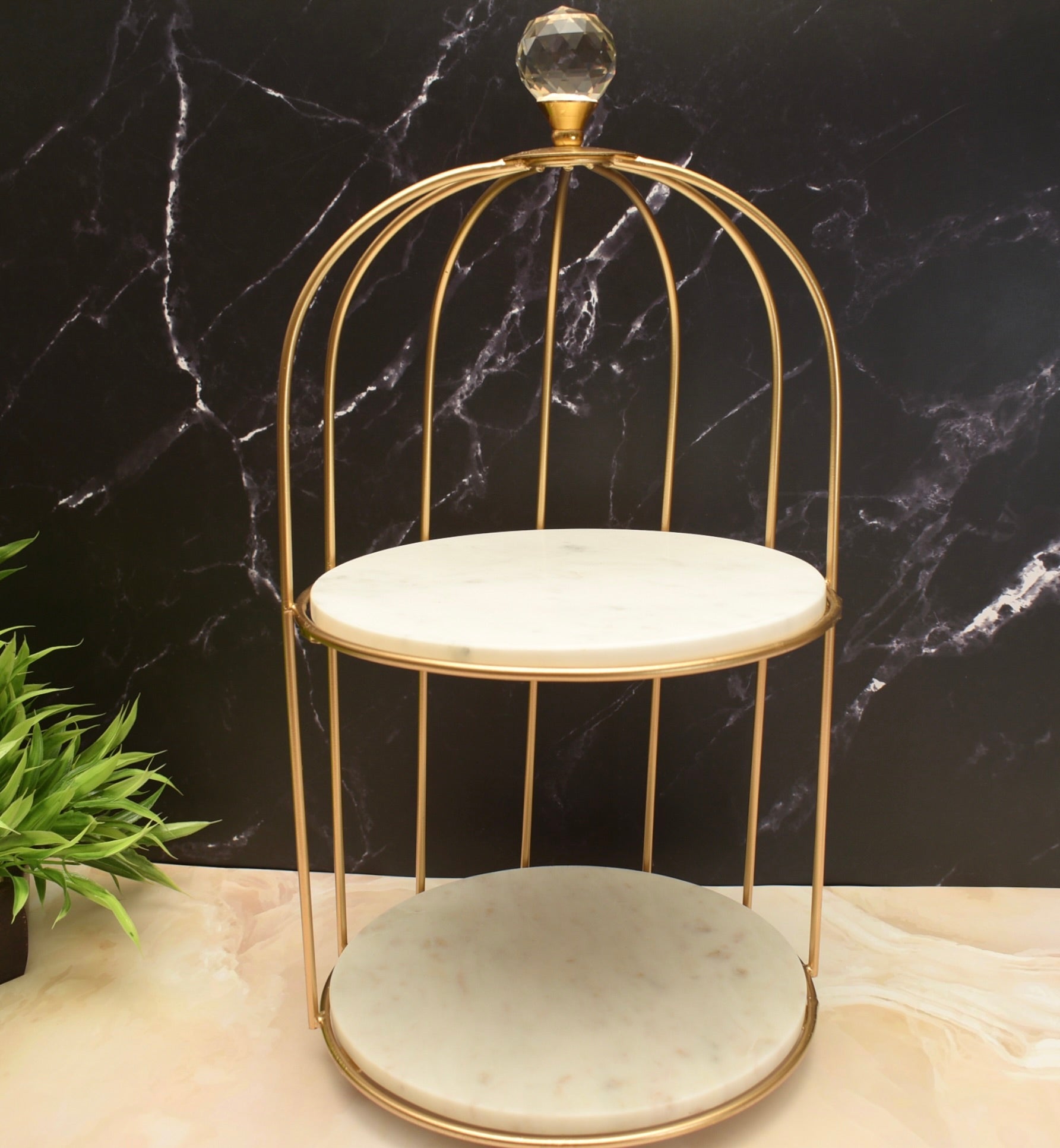 'Bird Cage' Marble Shelf Organiser 2 Tier - Peppylittlethings.com