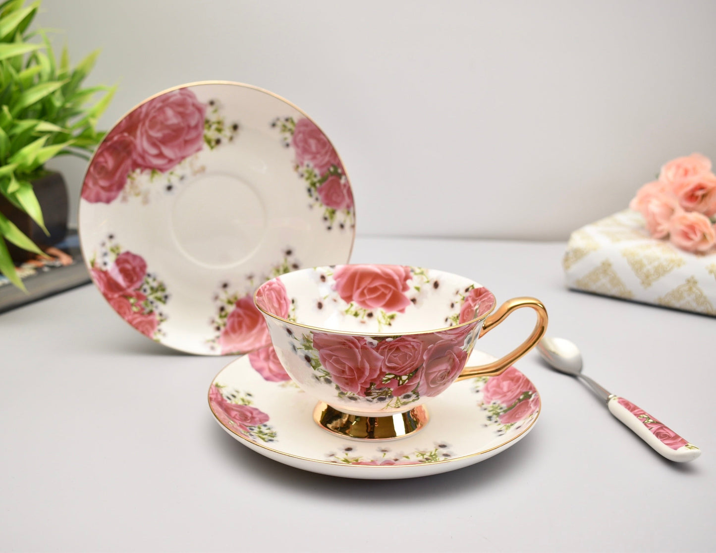 'Blush' Bone China Cup & Saucer Set of 1 - Peppylittlethings.com