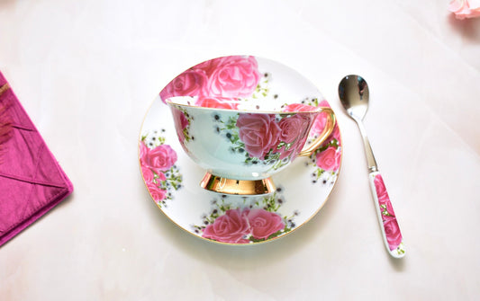 'Blush' Bone China Cup & Saucer Set of 1 - Peppylittlethings.com