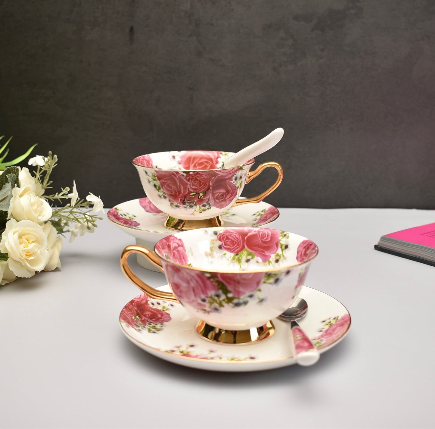 'Blush' Bone China Cup & Saucer Set of 1 - Peppylittlethings.com