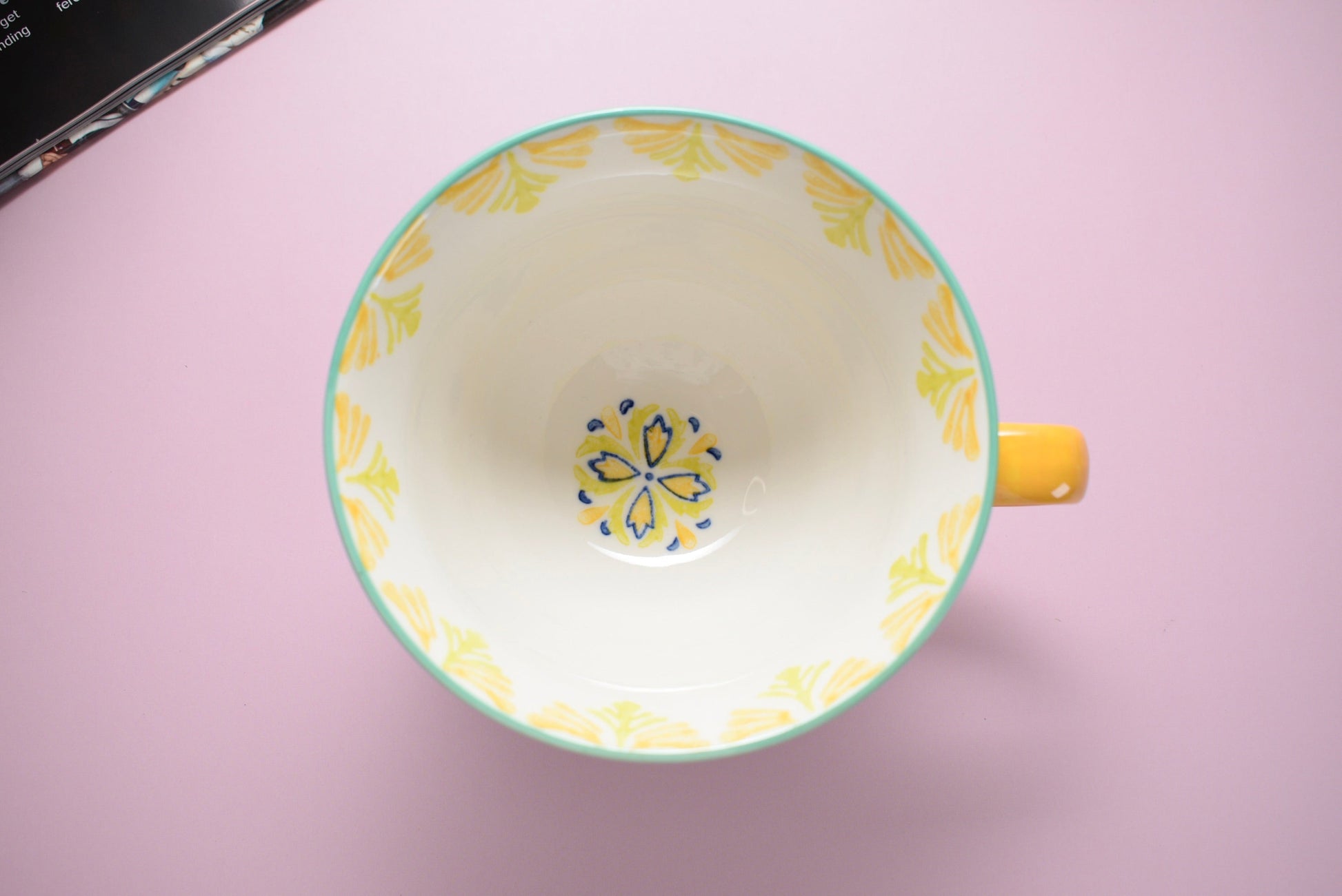 'Boho' Ceramic Big Coffee Mug Yellow & Green - Peppylittlethings.com