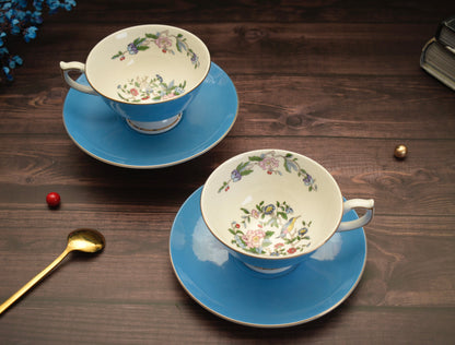 'Celine' Blue Floral Cup & Saucer Set Of 1 - Peppylittlethings.com