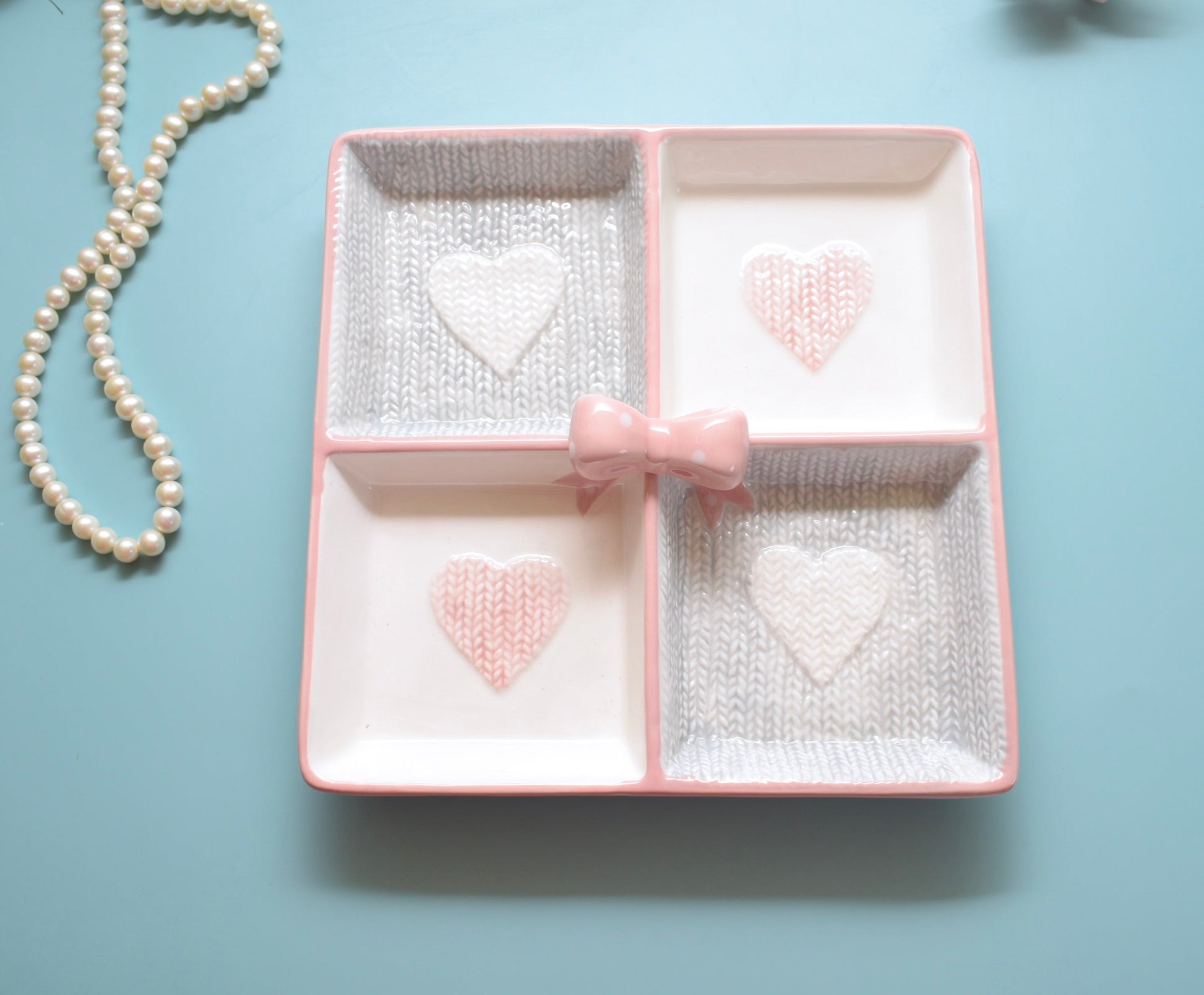 'Enchant' Four Squared Heart Platter - Peppylittlethings.com