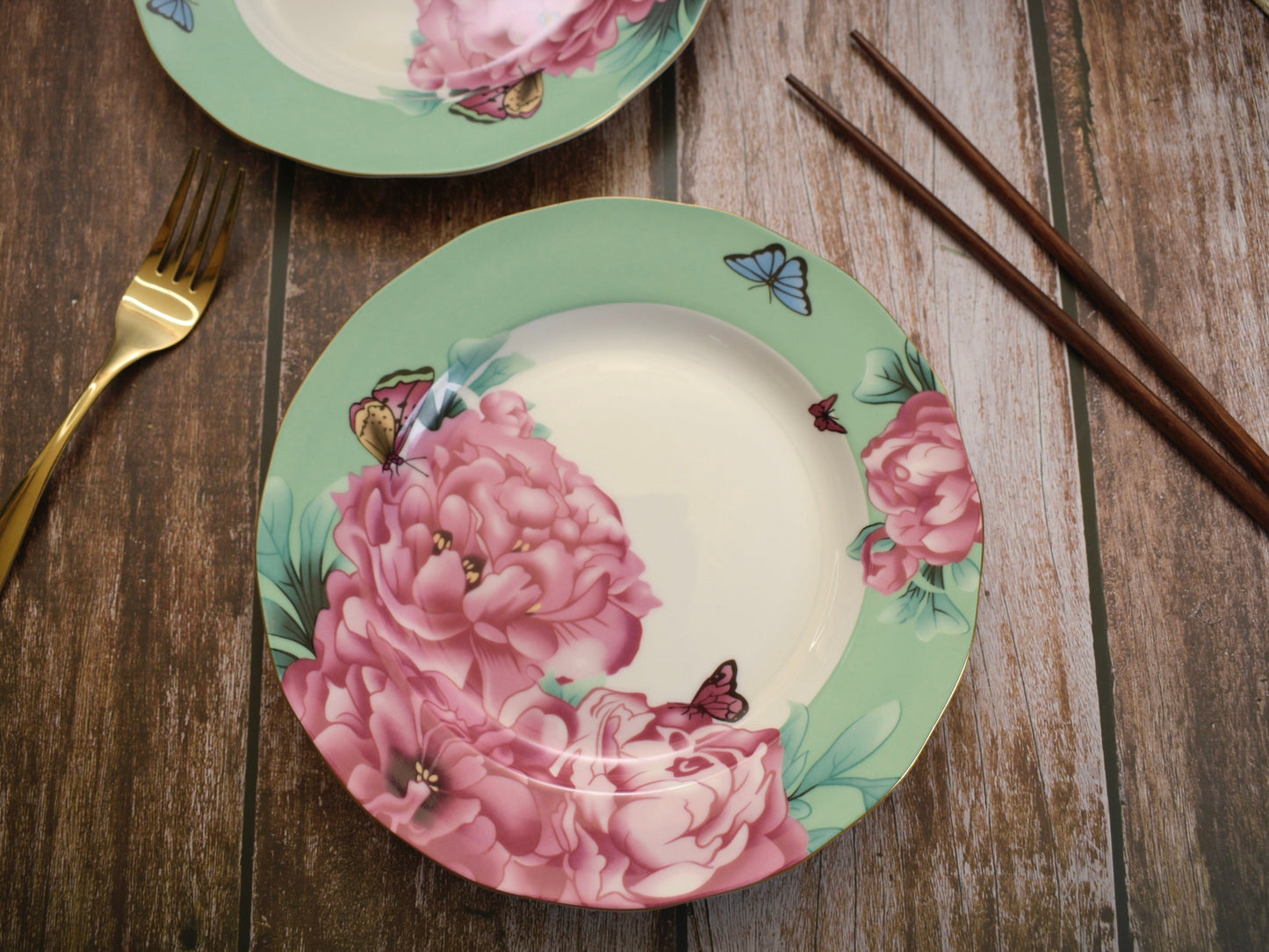 'Ivy' Green Floral Dessert Plate - Peppylittlethings.com