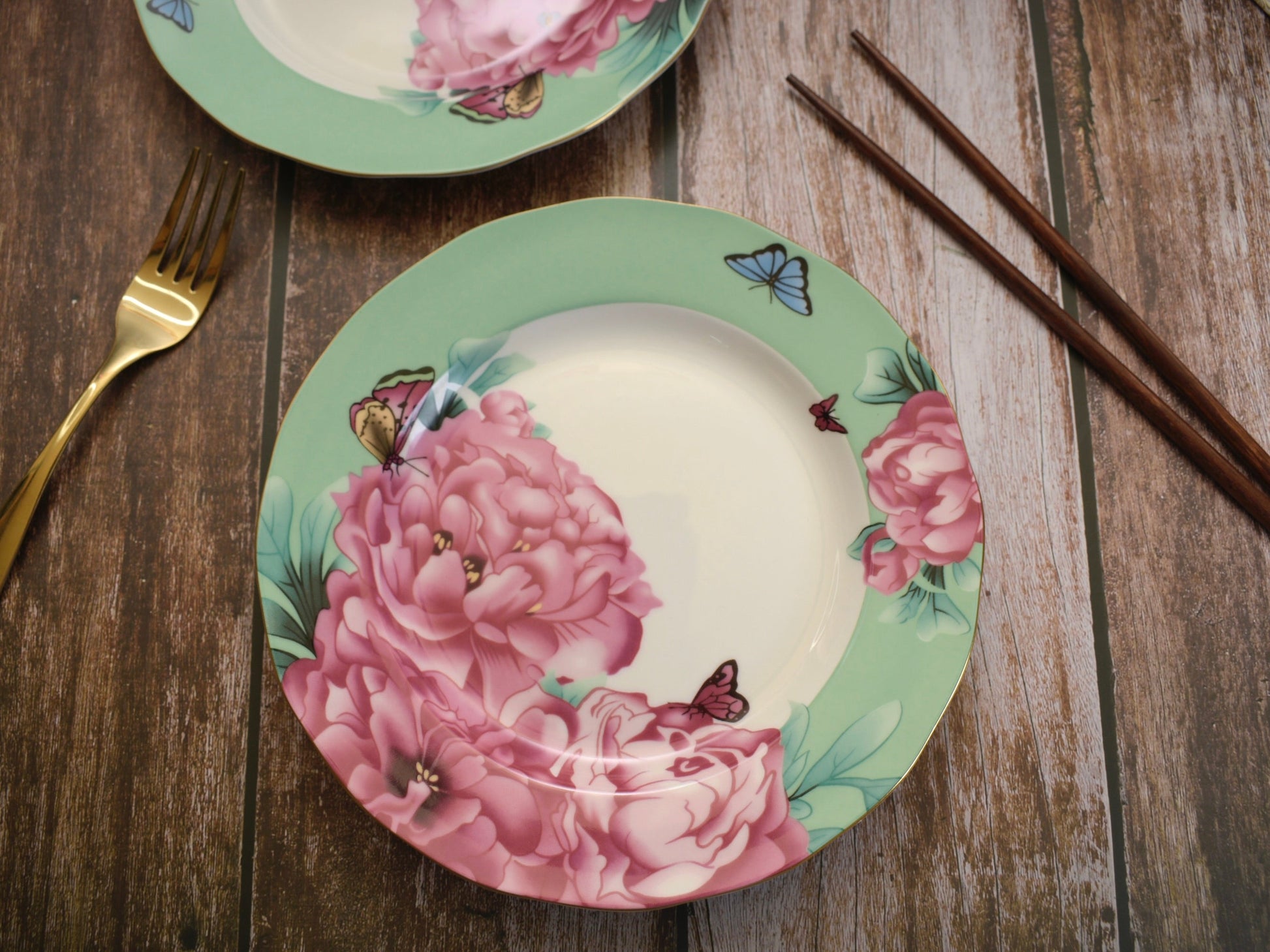 Pink Floral Dinner Plate
