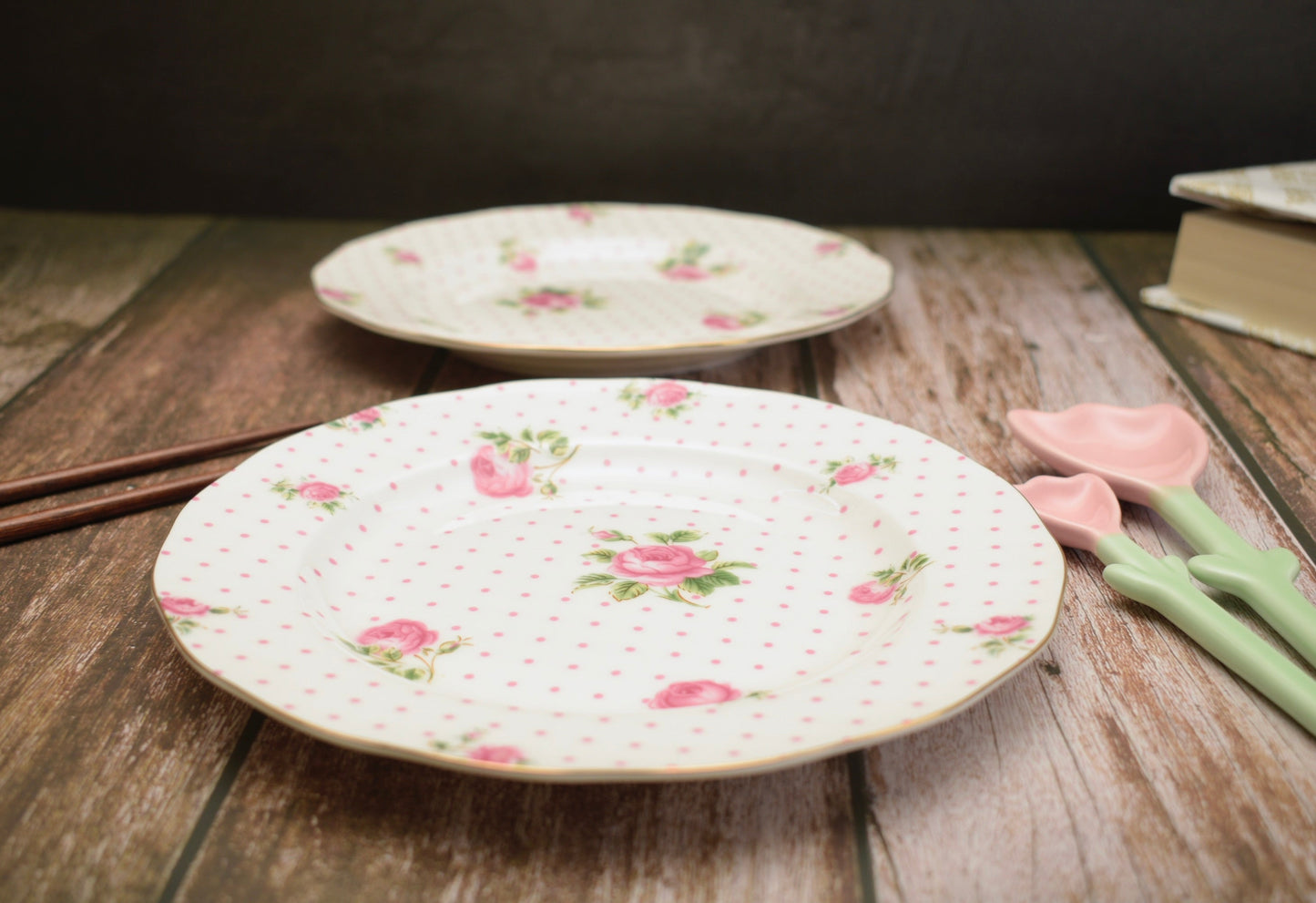 'Ivy' Pink Polka Dot Dessert Plate - Peppylittlethings.com