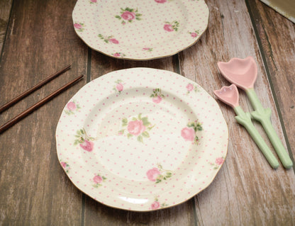 'Ivy' Pink Polka Dot Dessert Plate - Peppylittlethings.com