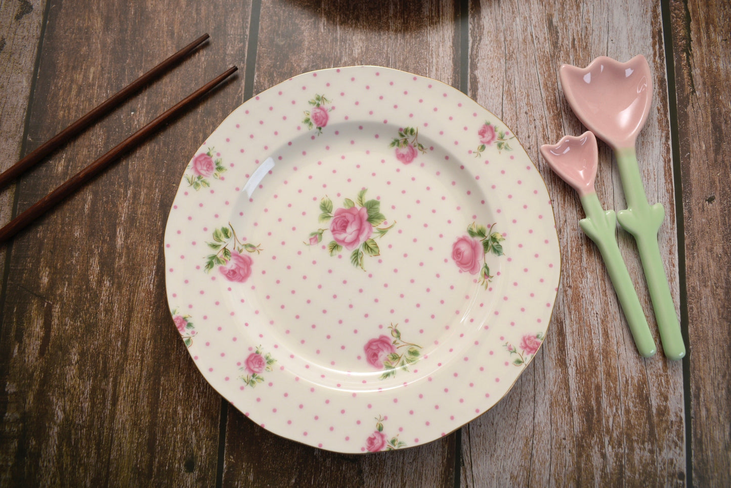 'Ivy' Pink Polka Dot Dessert Plate - Peppylittlethings.com