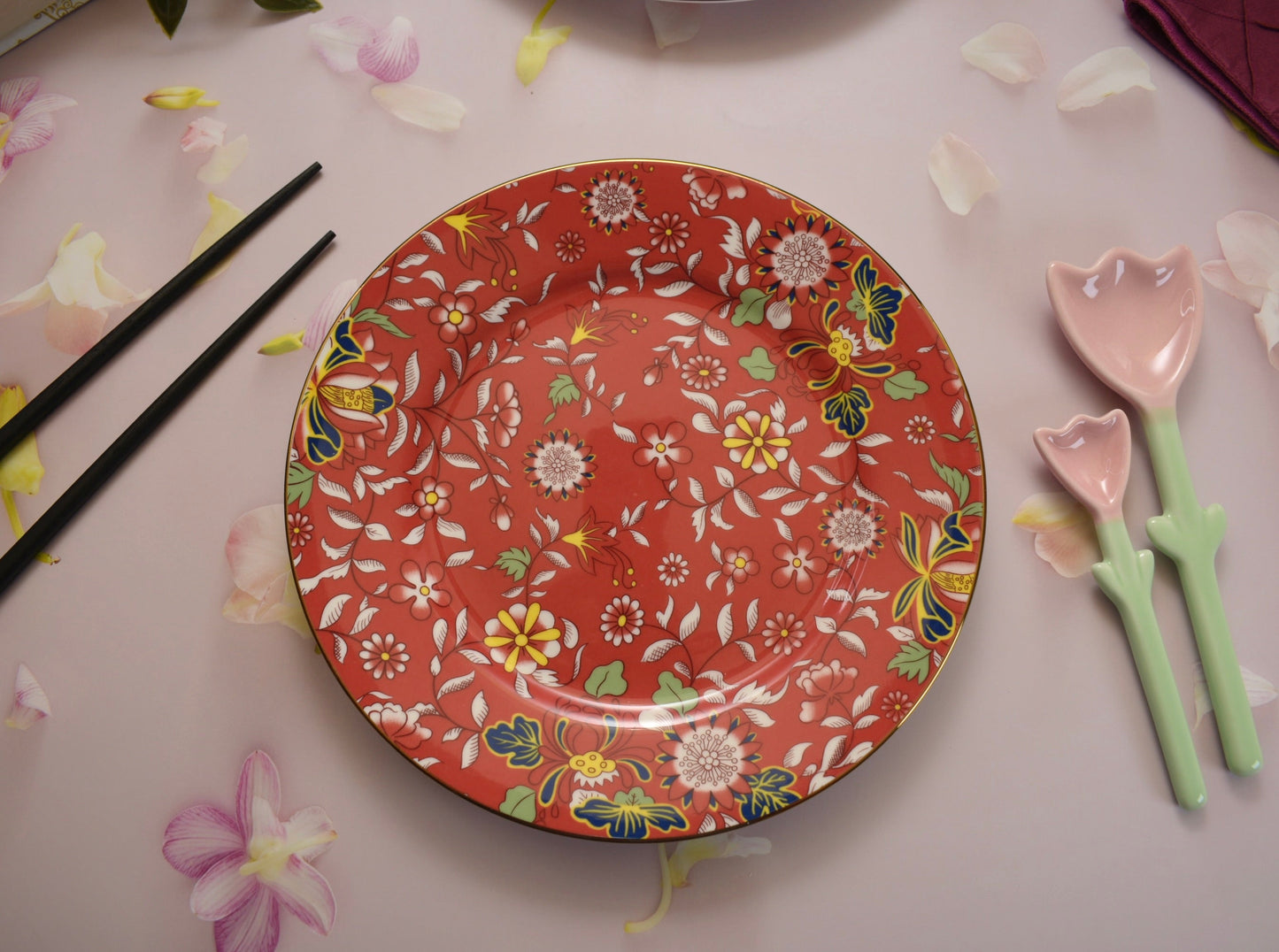 'Ivy' Red Bone China Dessert Plate - Peppylittlethings.com