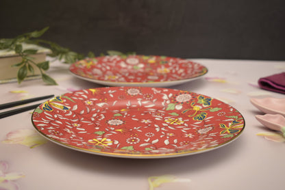 'Ivy' Red Bone China Dessert Plate - Peppylittlethings.com