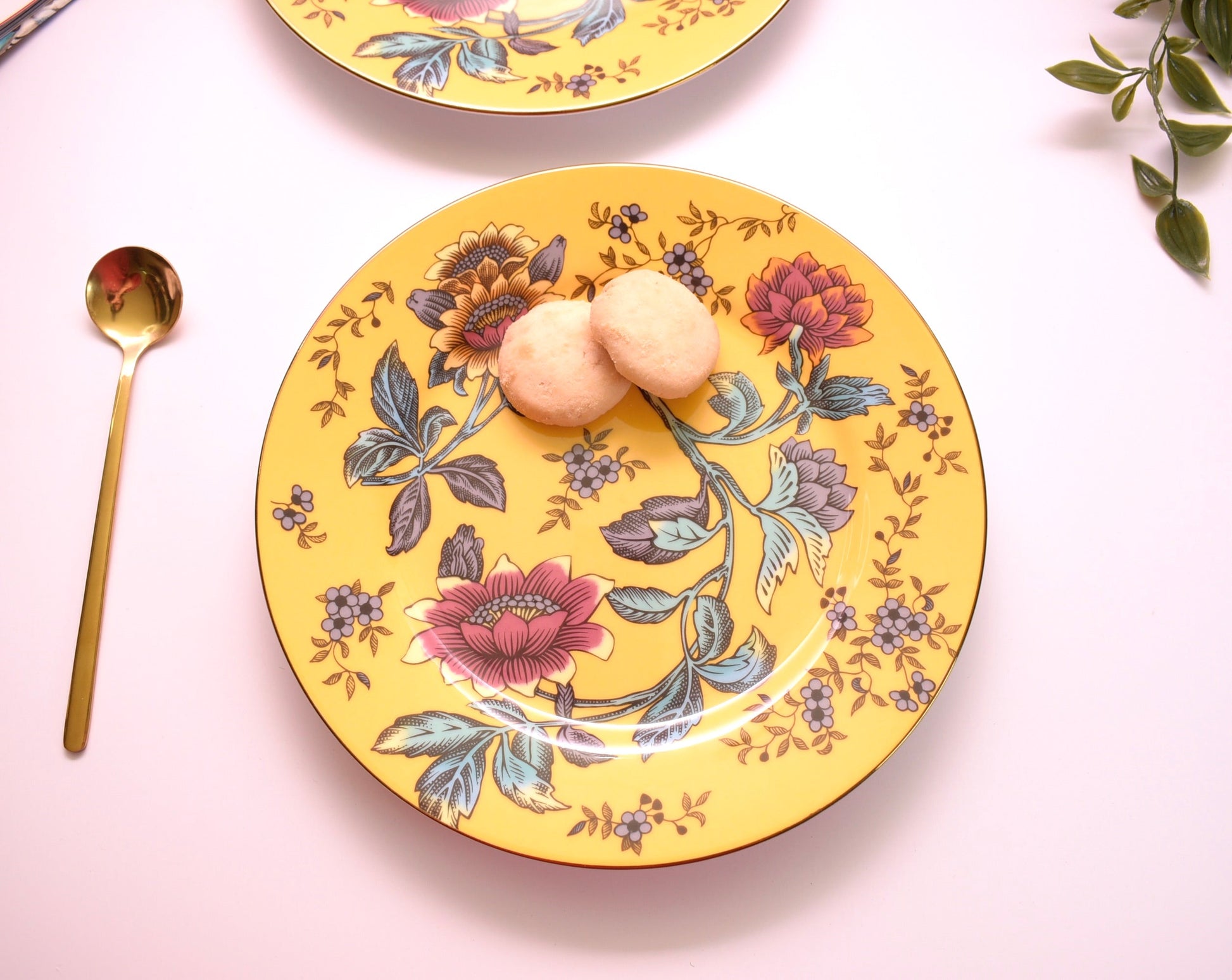 'Ivy' Yellow Floral Dessert Plate - Peppylittlethings.com