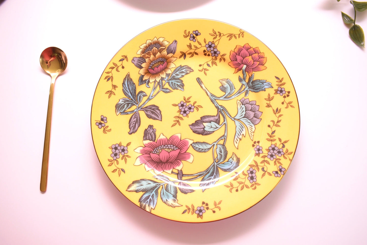 'Ivy' Yellow Floral Dessert Plate - Peppylittlethings.com