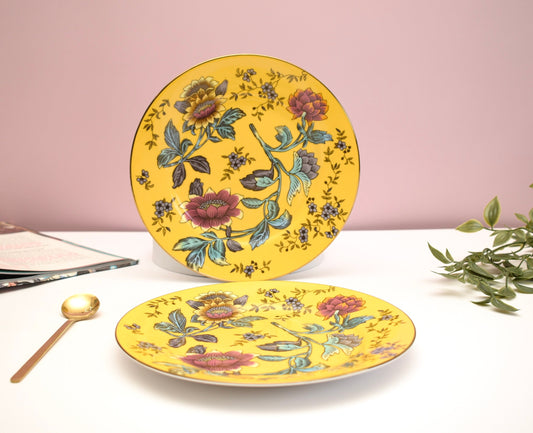 'Ivy' Yellow Floral Dessert Plate - Peppylittlethings.com