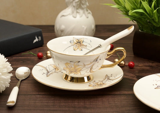 'Lily' Bone China Cup & Saucer Set Of 1 - Peppylittlethings.com